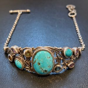 D’Joy 925 silver bracelet with Turquoise and gemstones